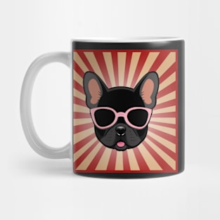 Black Frenchie Dog Wearing Pink Sunglasses French Bulldog Mug